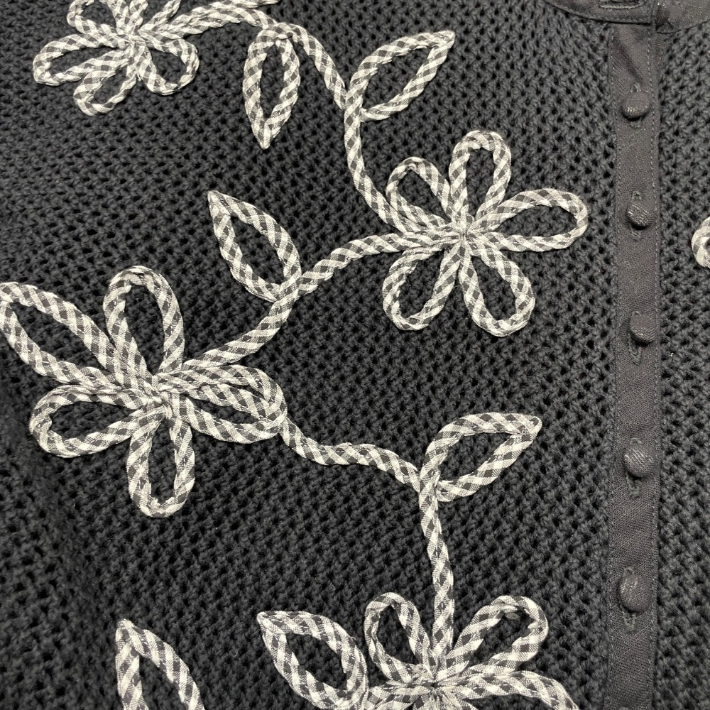 Marisa Christina II 1X New w/ Tags Black Sweater‎ 100% Cotton Embroidered - Picture 3 of 6